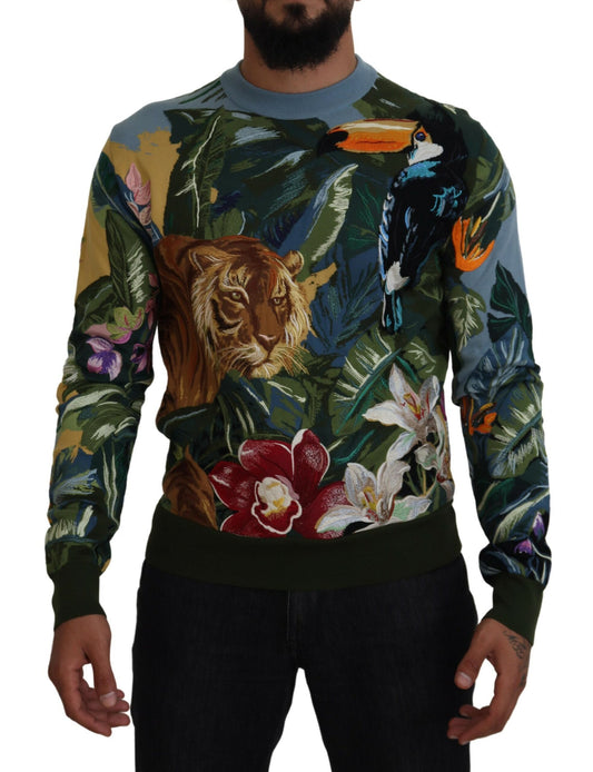 Pull en laine et soie brodé Jungle Dolce &amp; Gabbana