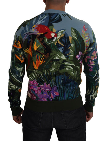 Pull en laine et soie brodé Jungle Dolce &amp; Gabbana