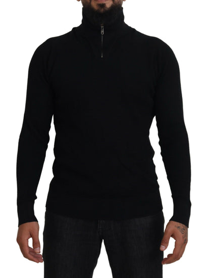 Dolce & Gabbana Black Silk Turtle Neck Pullover Sweater by Dolce & Gabbana