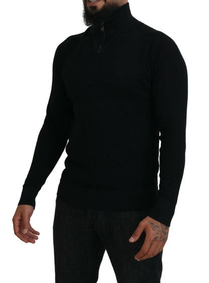 Dolce & Gabbana Black Silk Turtle Neck Pullover Sweater by Dolce & Gabbana