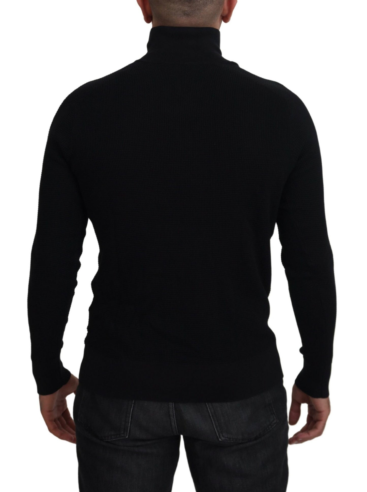 Dolce & Gabbana Black Silk Turtle Neck Pullover Sweater by Dolce & Gabbana