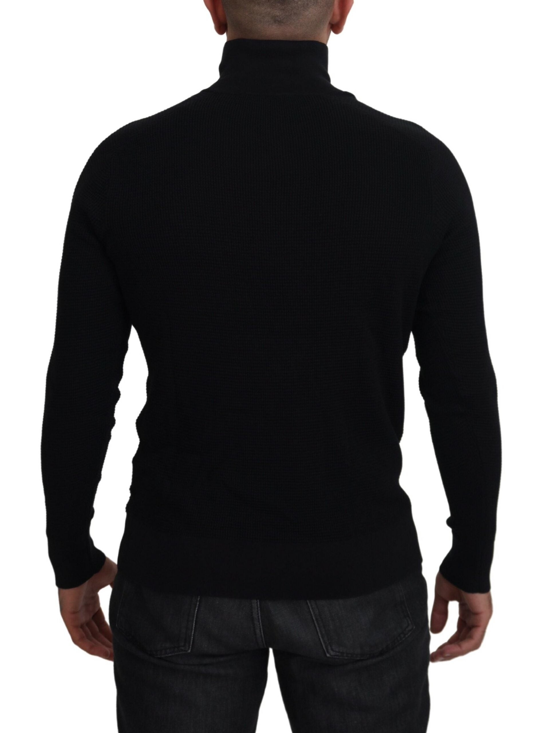 Dolce & Gabbana Black Silk Turtle Neck Pullover Sweater by Dolce & Gabbana