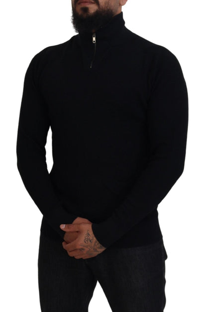 Dolce & Gabbana Black Silk Turtle Neck Pullover Sweater by Dolce & Gabbana
