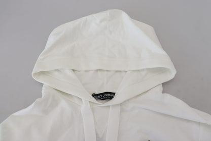 Dolce & Gabbana White Cotton Hooded Sweatshirt Logo Sweater by Dolce & Gabbana