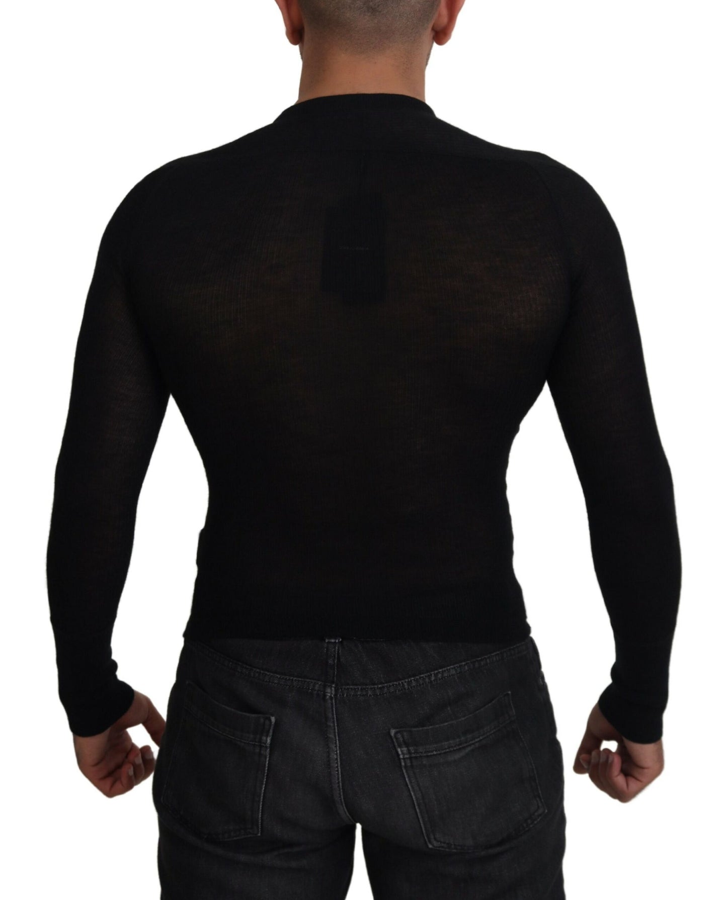 Dolce & Gabbana Black Cashmere Button Pullover Sweater by Dolce & Gabbana