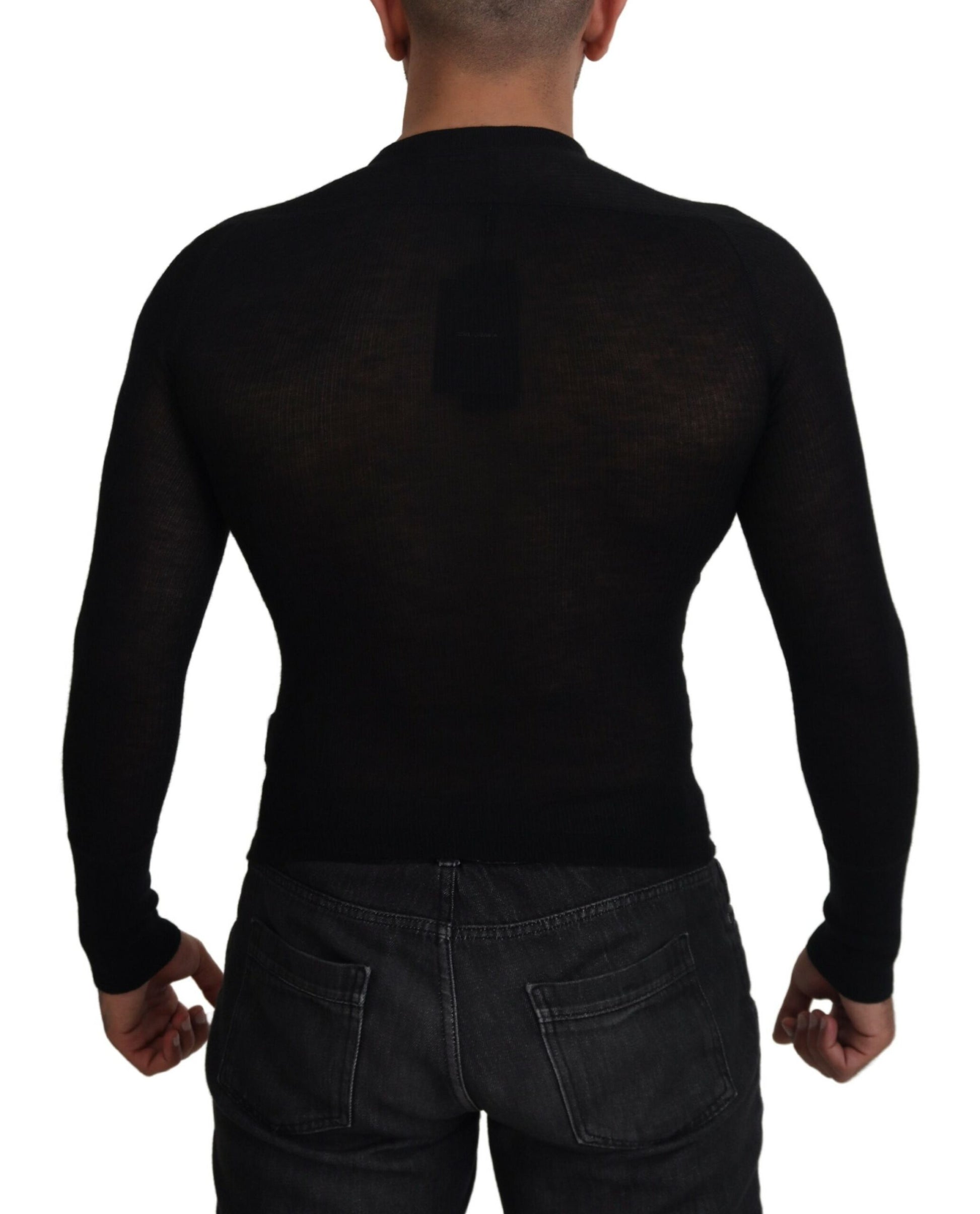 Dolce & Gabbana Black Cashmere Button Pullover Sweater by Dolce & Gabbana