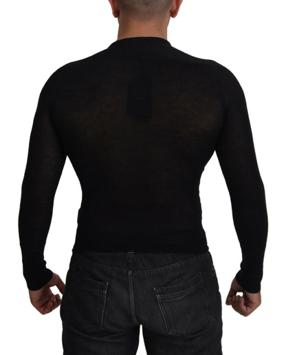 Dolce & Gabbana Black Cashmere Button Pullover Sweater by Dolce & Gabbana