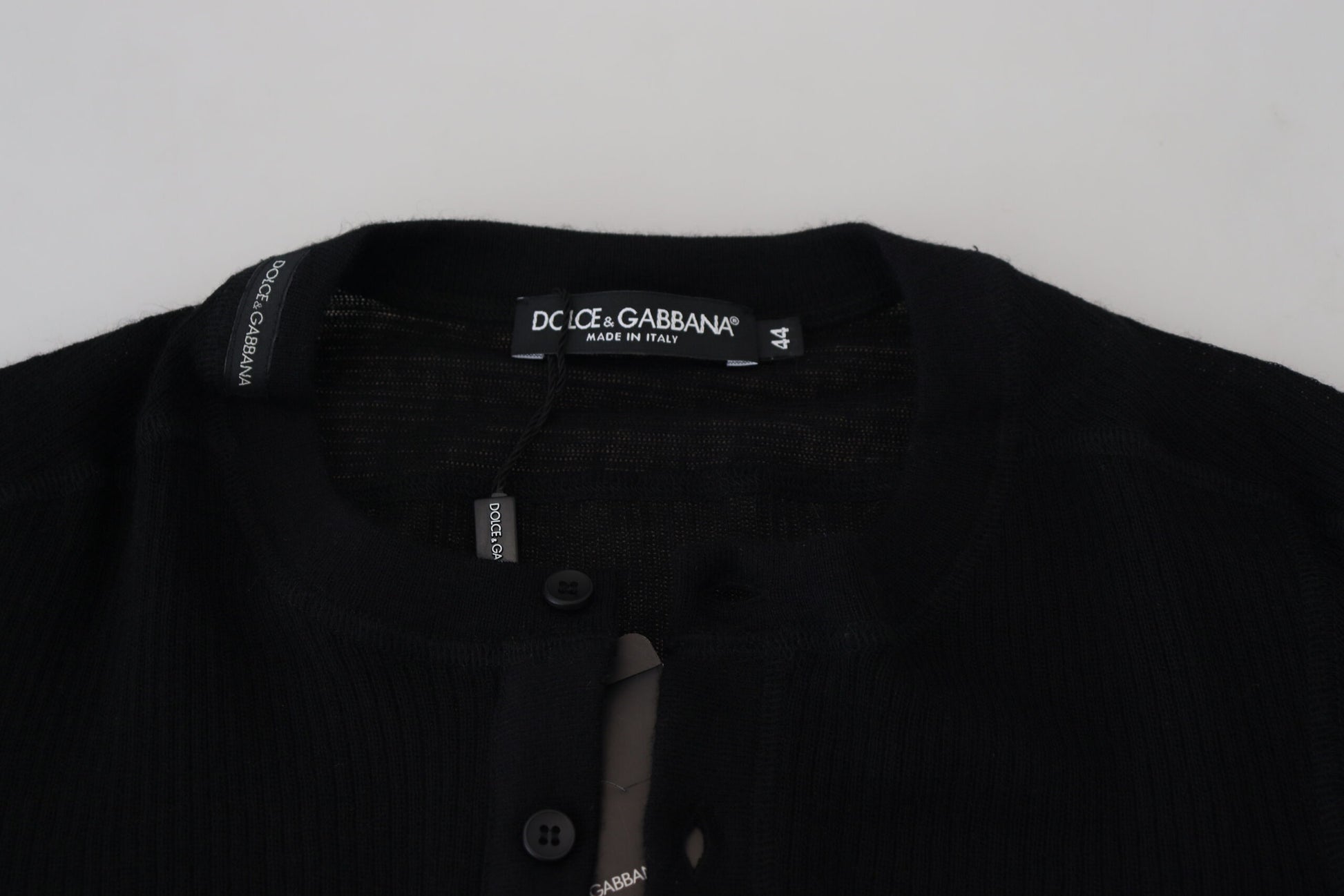 Dolce & Gabbana Black Cashmere Button Pullover Sweater by Dolce & Gabbana
