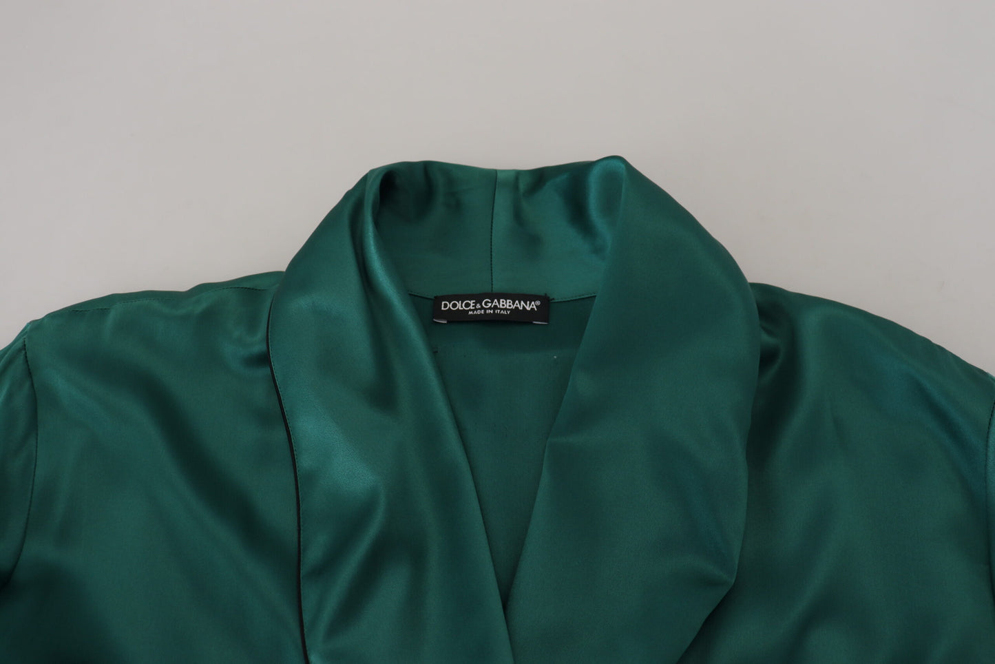 Dolce &amp; Gabbana Green Silk Waist Belt Robe Sleepwear
