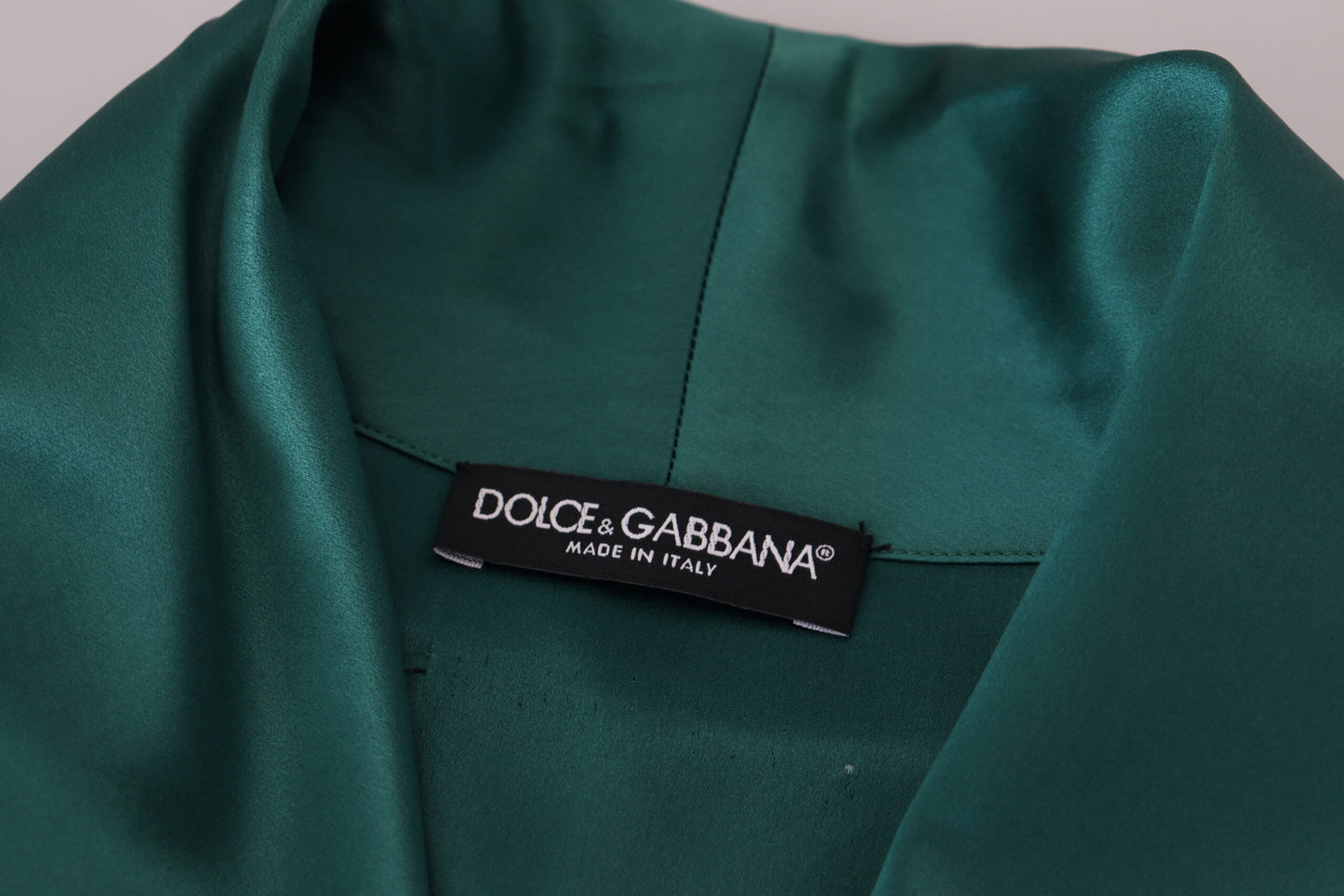 Dolce &amp; Gabbana Green Silk Waist Belt Robe Sleepwear