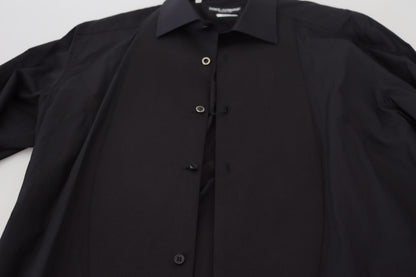 Dolce & Gabbana Black GOLD Cotton Collared Long Sleeve Shirt by Dolce & Gabbana