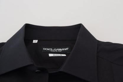 Dolce & Gabbana Black GOLD Cotton Collared Long Sleeve Shirt by Dolce & Gabbana
