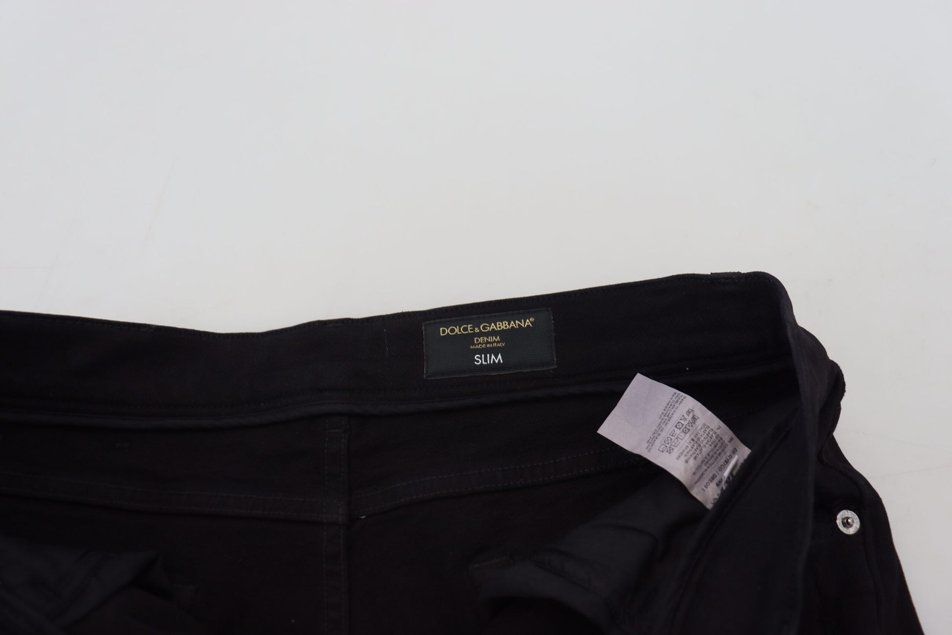 Dolce & Gabbana Black Slim Fit Tattered Denim Cotton Jeans by Dolce & Gabbana