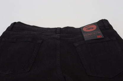 Dolce & Gabbana Black Slim Fit Tattered Denim Cotton Jeans by Dolce & Gabbana