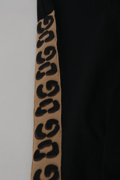 Dolce & Gabbana Black Cotton Elastic Waist DG Logo Cropped Pants by Dolce & Gabbana