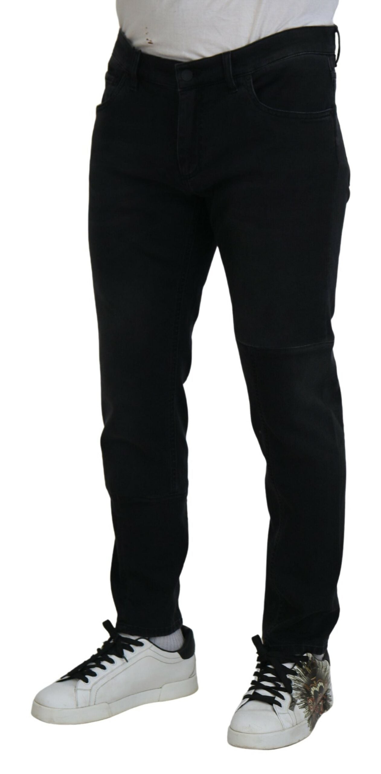Dolce & Gabbana Black Angel Embroidery Skinny Denim Jeans by Dolce & Gabbana