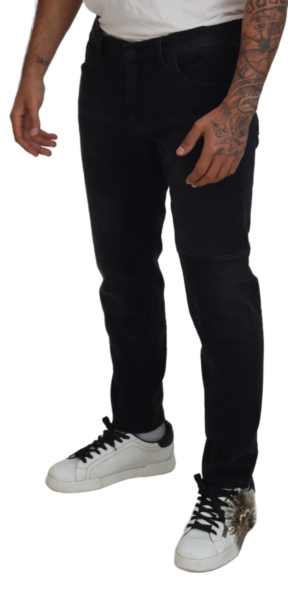 Dolce & Gabbana Black Angel Embroidery Skinny Denim Jeans by Dolce & Gabbana