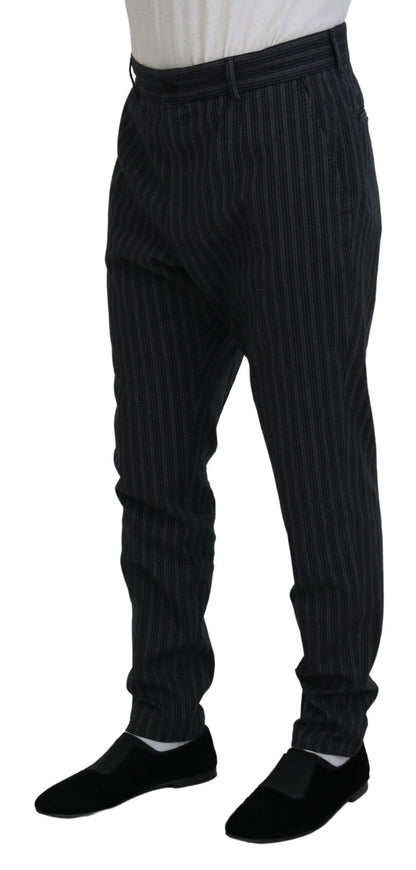 Dolce & Gabbana Dark Gray Stripes Chino Dress Pants by Dolce & Gabbana