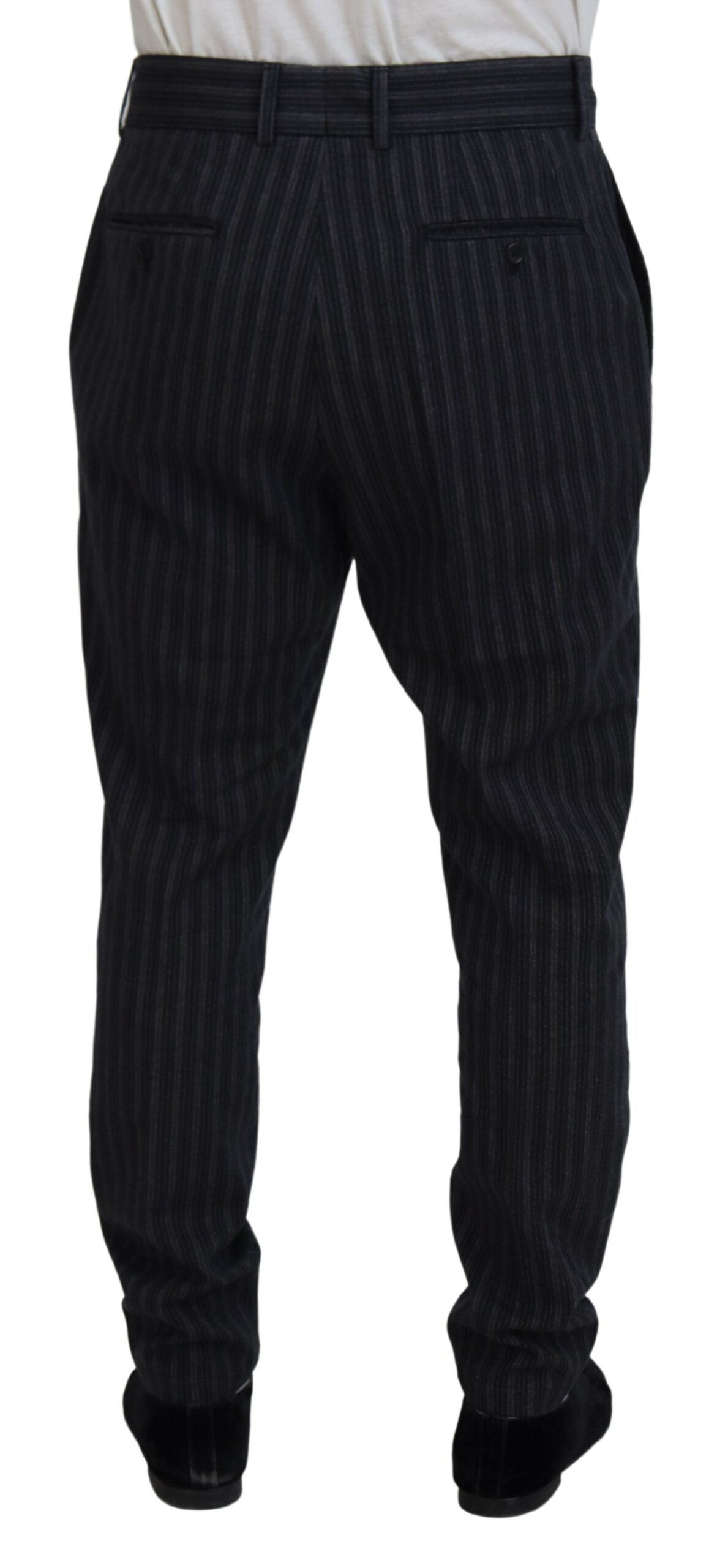 Dolce & Gabbana Dark Gray Stripes Chino Dress Pants by Dolce & Gabbana