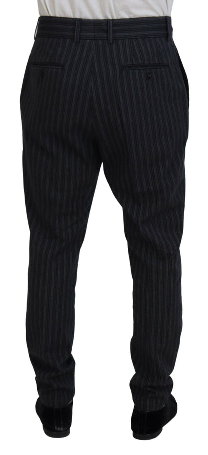 Dolce & Gabbana Dark Gray Stripes Chino Dress Pants by Dolce & Gabbana