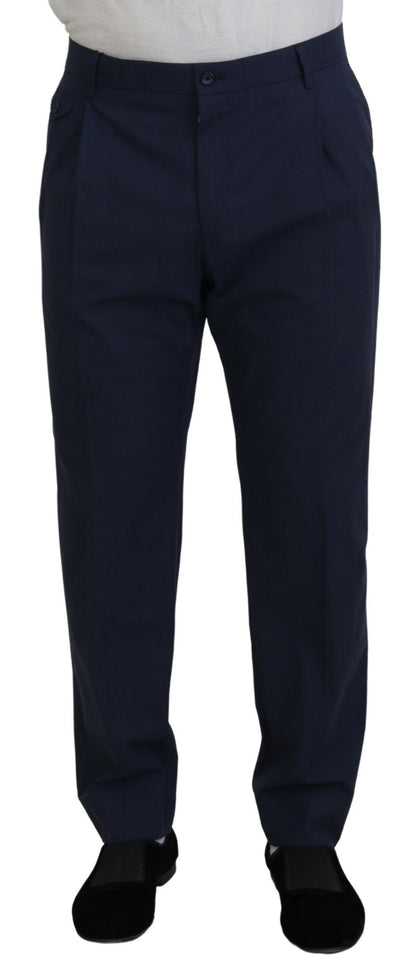 Dolce & Gabbana Dark Blue Cotton Chino Formal Pants by Dolce & Gabbana