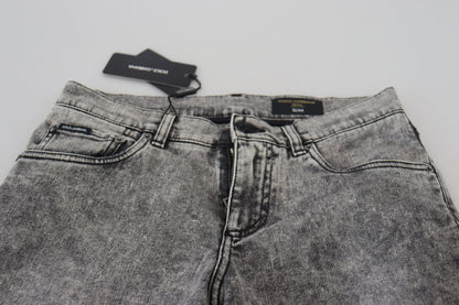 Dolce & Gabbana Grey Washed Cotton Slim Fit Men Denim Jeans by Dolce & Gabbana