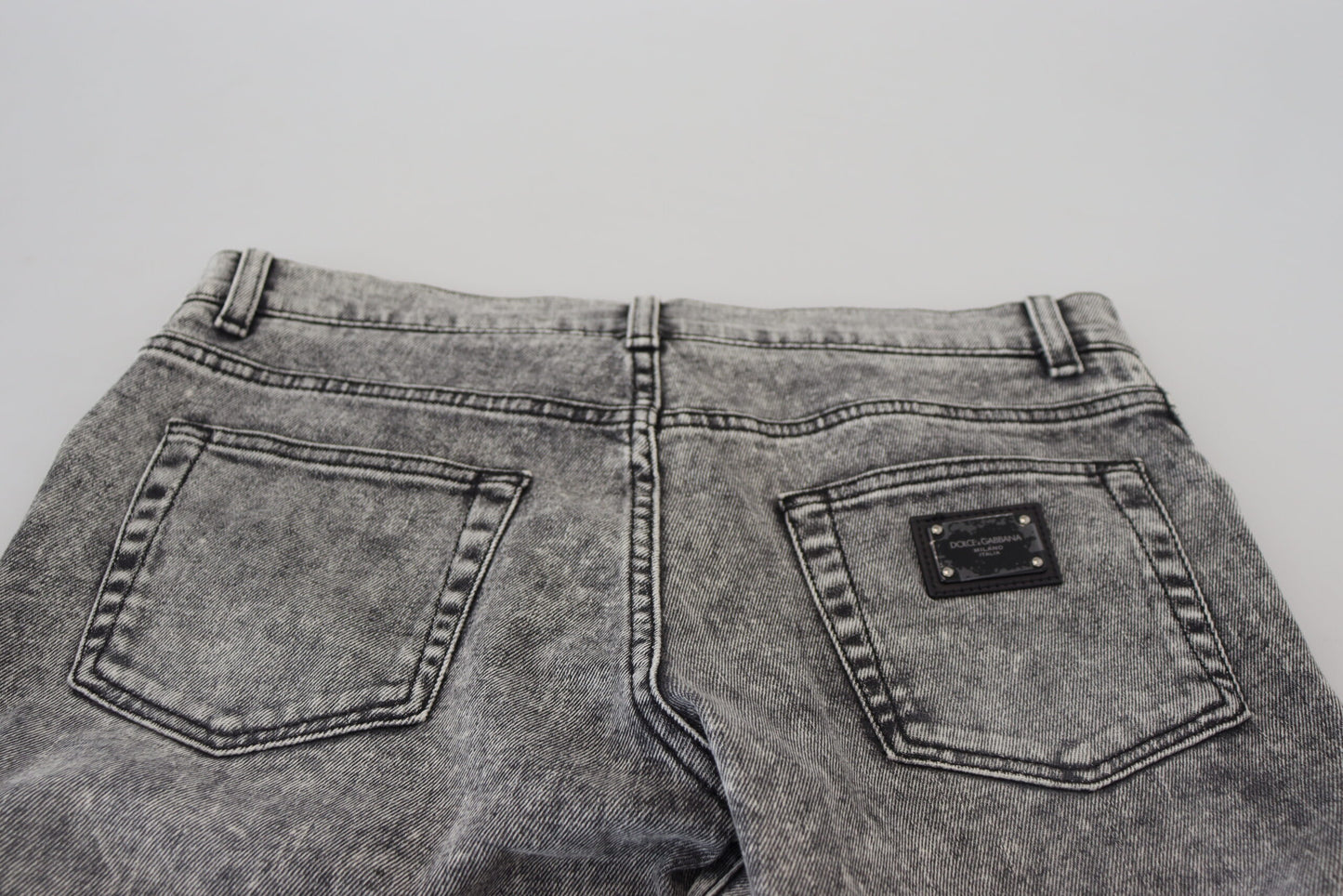 Dolce & Gabbana Grey Washed Cotton Slim Fit Men Denim Jeans by Dolce & Gabbana