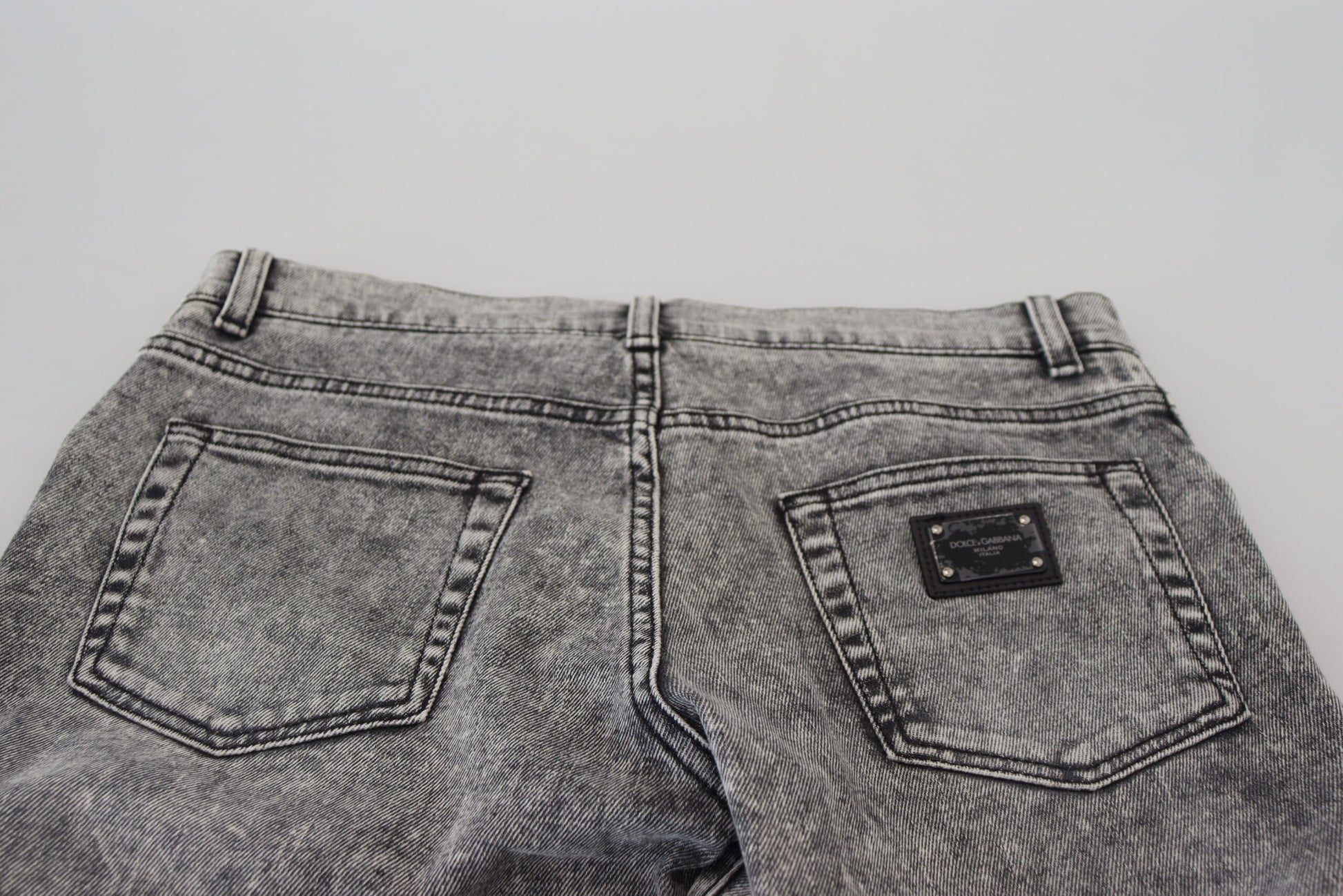 Dolce & Gabbana Grey Washed Cotton Slim Fit Men Denim Jeans by Dolce & Gabbana