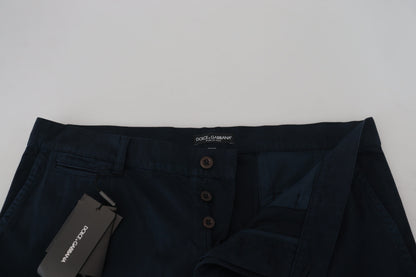 Dolce & Gabbana Blue Cotton Dress Formal Men Pants by Dolce & Gabbana