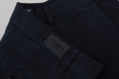 Dolce & Gabbana Blue Cotton Dress Formal Men Pants by Dolce & Gabbana