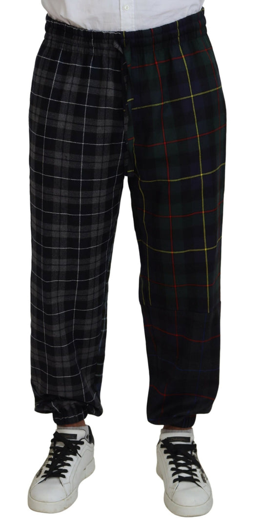 Dolce & Gabbana Multicolor Checkered Wool Men Jogger Pants by Dolce & Gabbana