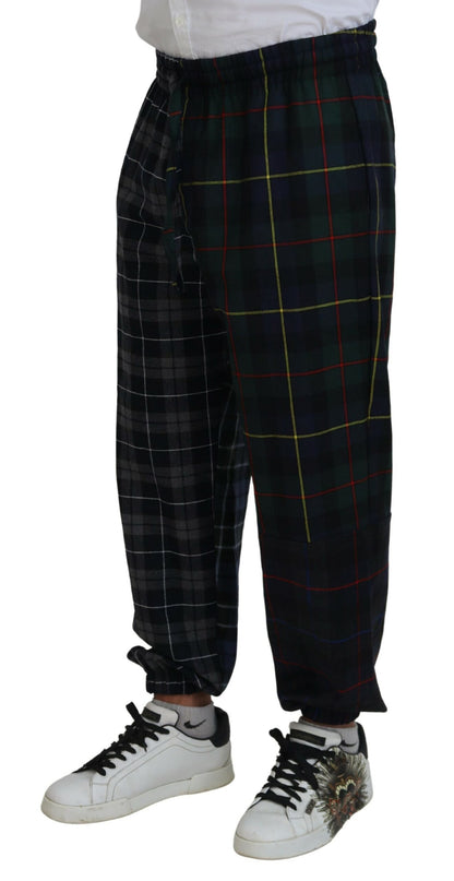 Dolce & Gabbana Multicolor Checkered Wool Men Jogger Pants by Dolce & Gabbana