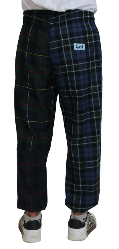 Dolce & Gabbana Multicolor Checkered Wool Men Jogger Pants by Dolce & Gabbana
