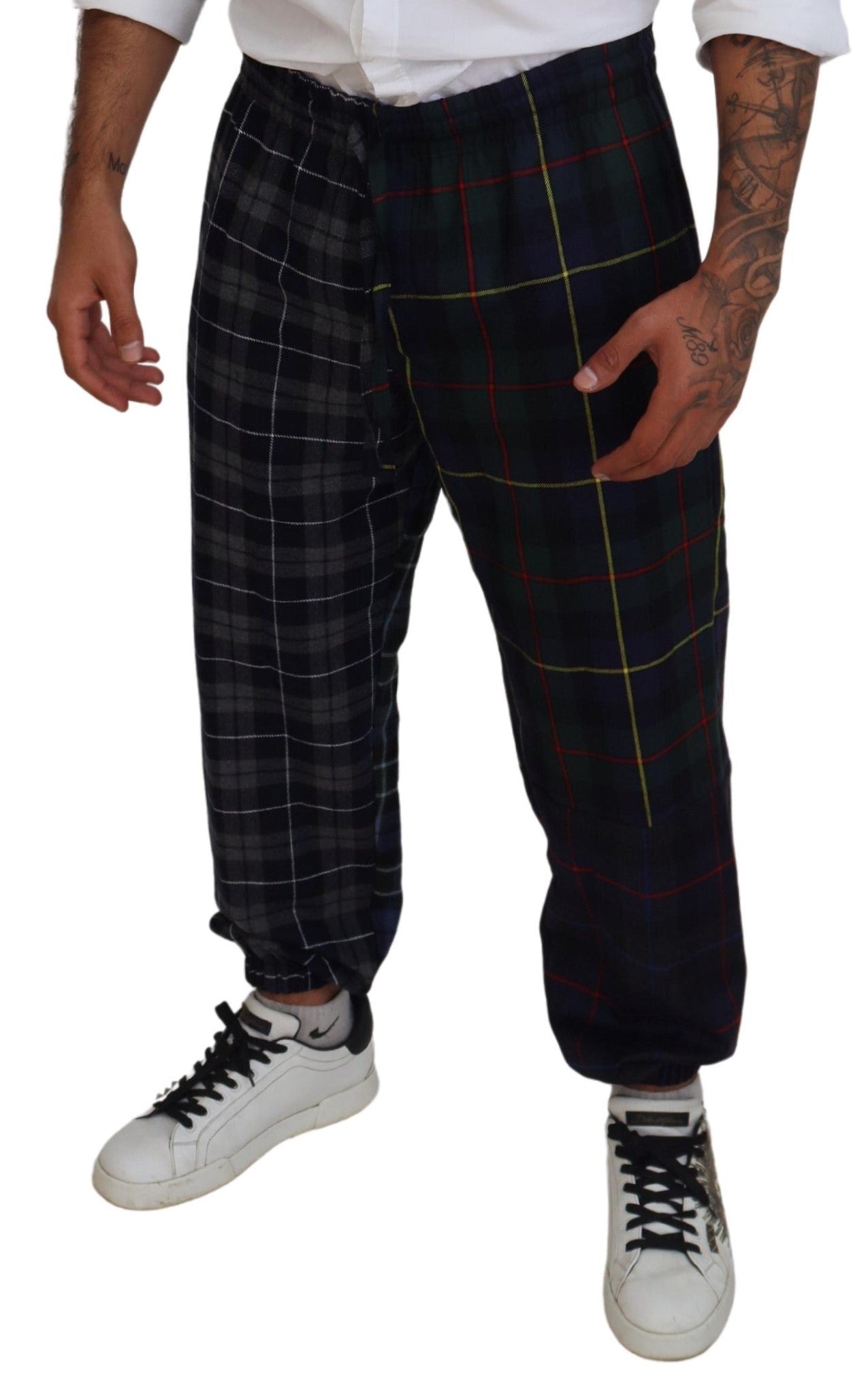 Dolce & Gabbana Multicolor Checkered Wool Men Jogger Pants by Dolce & Gabbana