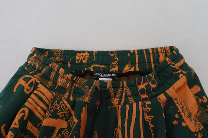 Dolce & Gabbana Multicolor Logo Print Silk Cargo Jogger Pants by Dolce & Gabbana