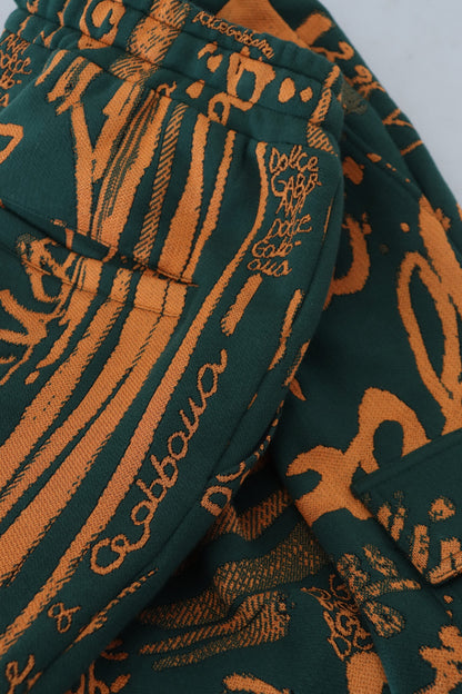 Dolce & Gabbana Multicolor Logo Print Silk Cargo Jogger Pants by Dolce & Gabbana