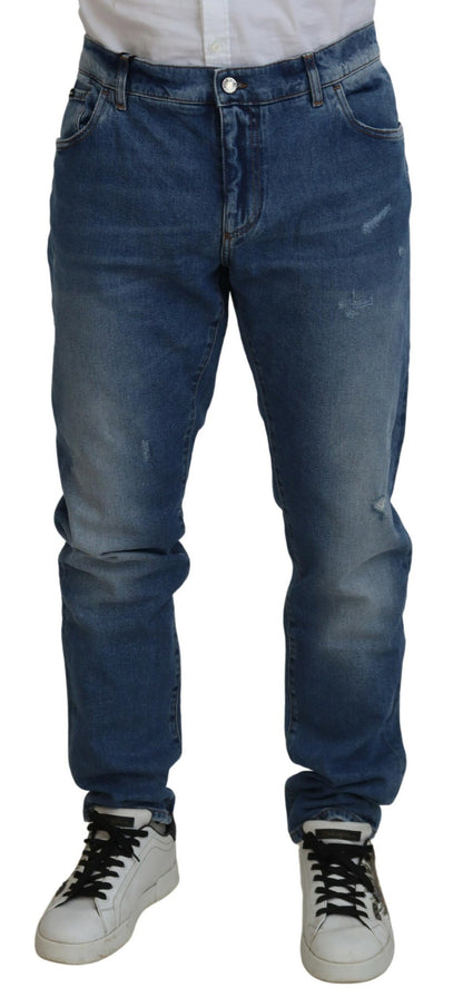 Dolce & Gabbana Blue Washed Skinny Cotton Denim Jeans by Dolce & Gabbana