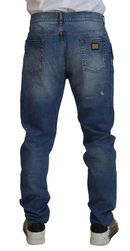 Dolce & Gabbana Blue Washed Skinny Cotton Denim Jeans by Dolce & Gabbana
