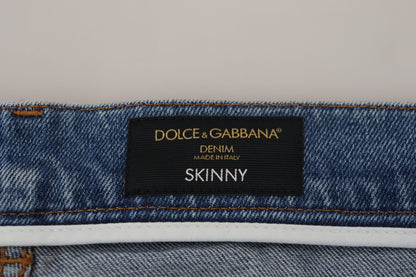 Dolce & Gabbana Blue Washed Skinny Cotton Denim Jeans by Dolce & Gabbana