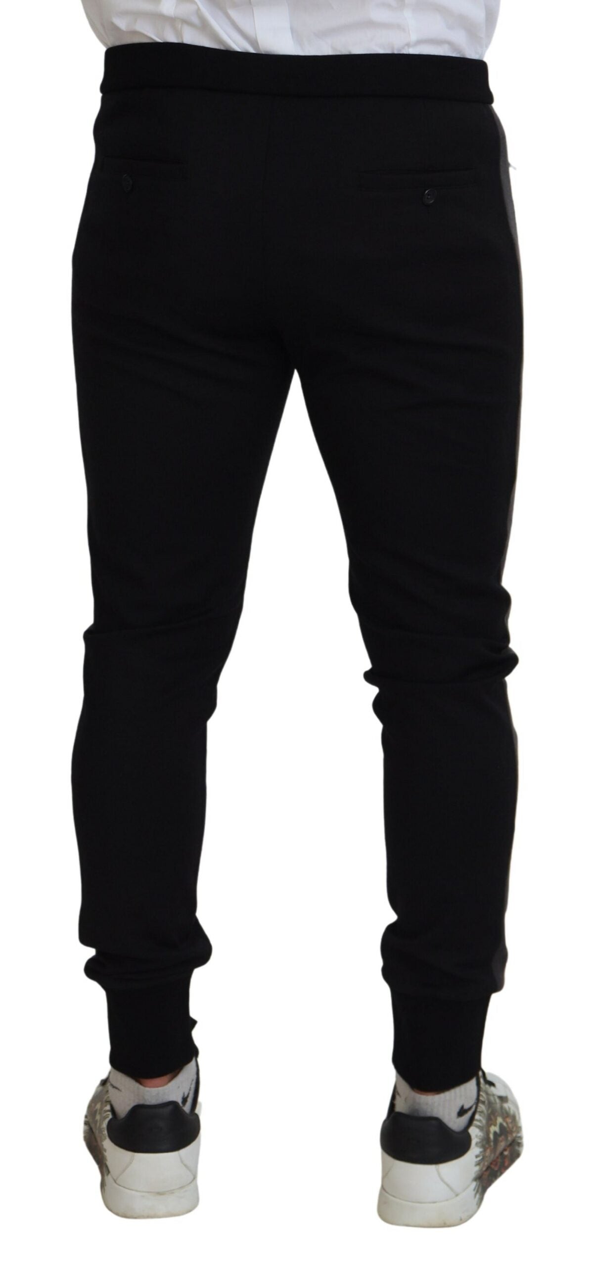 Dolce & Gabbana Black Wool Horseshoe Jogger Pants by Dolce & Gabbana