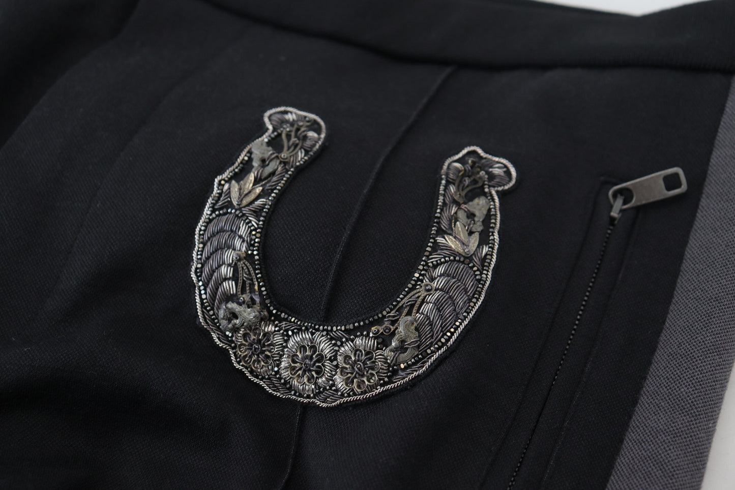 Dolce & Gabbana Black Wool Horseshoe Jogger Pants by Dolce & Gabbana