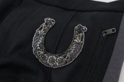 Dolce & Gabbana Black Wool Horseshoe Jogger Pants by Dolce & Gabbana