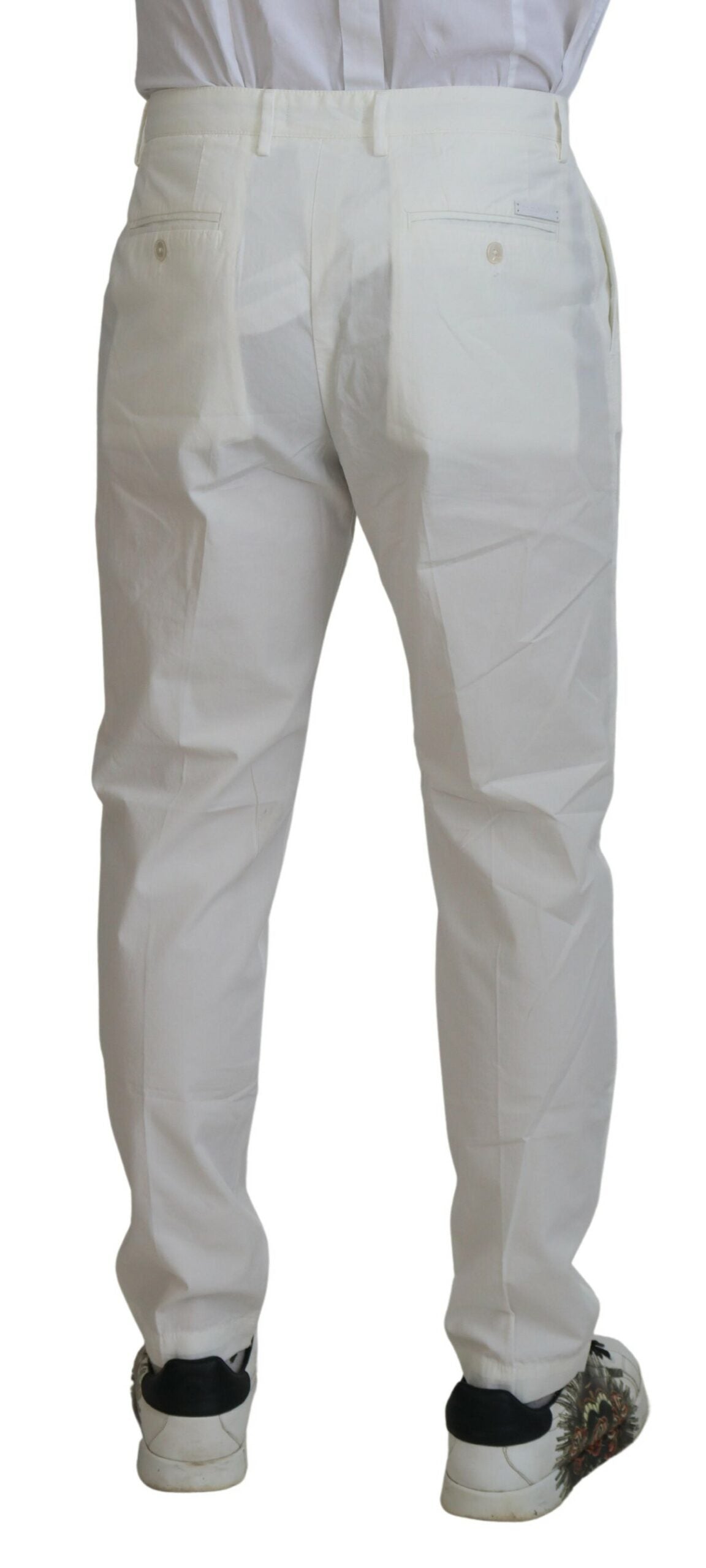 Dolce & Gabbana White Cotton Skinny Chino Pants by Dolce & Gabbana