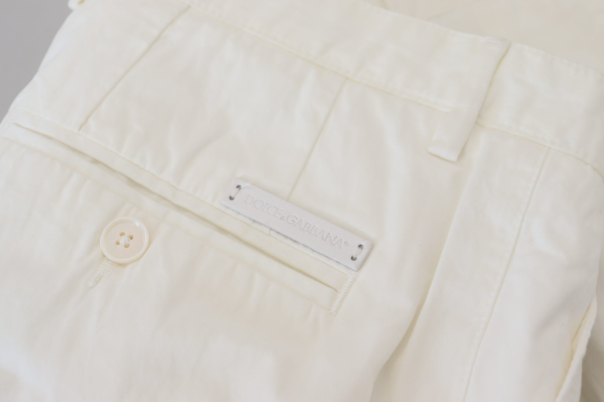 Dolce & Gabbana White Cotton Skinny Chino Pants by Dolce & Gabbana