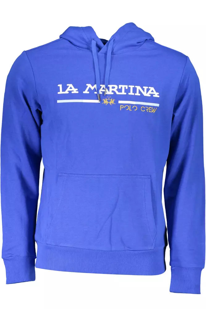 La Martina Chic Blue Embroidered Hooded Sweatshirt by La Martina