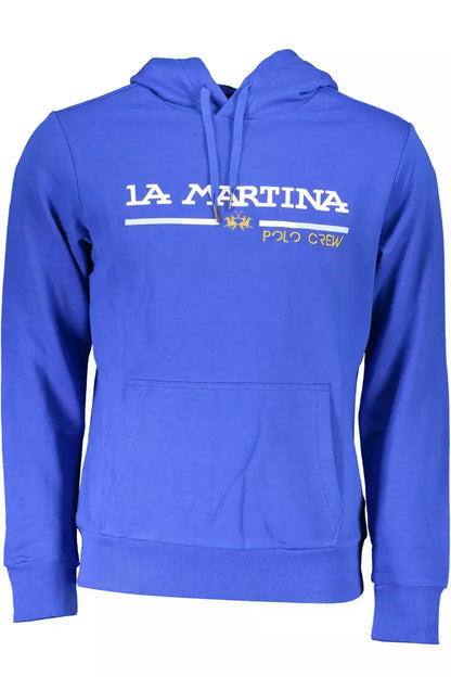 La Martina Chic Blue Embroidered Hooded Sweatshirt by La Martina