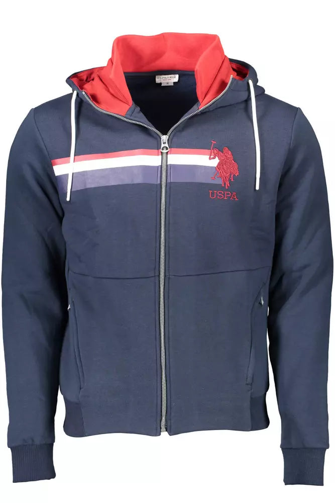 U.S. POLO ASSN. Chic Blue Hooded Zip Sweatshirt - Embroidered Detail by U.S. POLO ASSN.