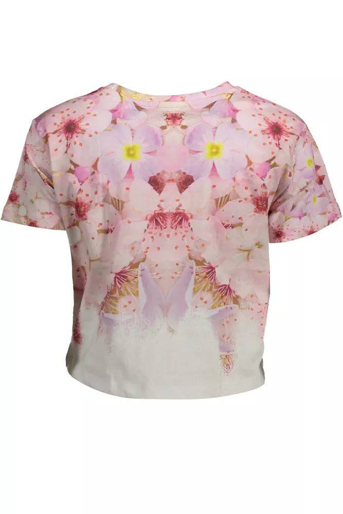 Desigual Chic Pink Embroidered Cotton Tee by Desigual