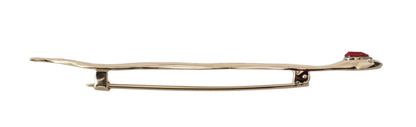 Dolce &amp; Gabbana Silver Brass Crystal Spilla Serpente Brooch Pin