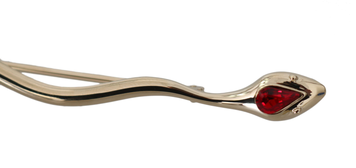Dolce &amp; Gabbana Silver Brass Crystal Spilla Serpente Brooch Pin